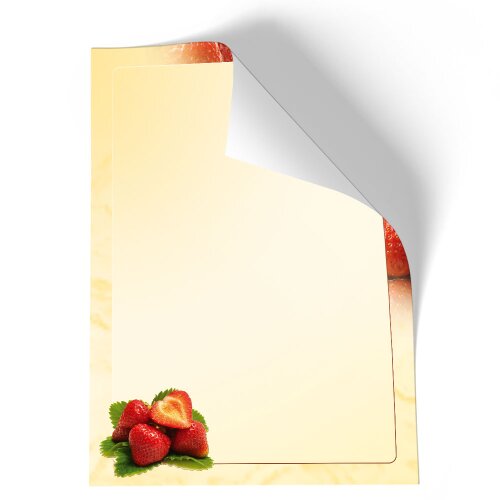 Briefpapier - Motiv ERDBEEREN | Essen & Trinken | Hochwertiges DIN A4 Briefpapier - 20 Blatt | 90 g/m² | einseitig bedruckt | Online bestellen!