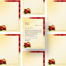 20 fogli di carta da lettera decorati Cibo & Bevande FRAGOLE DIN A4 - Paper-Media