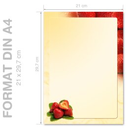 STRAWBERRIES Briefpapier Nature CLASSIC 20 sheets, DIN A4 (210x297 mm), A4C-8229-20