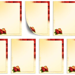 50 fogli di carta da lettera decorati FRAGOLE DIN A5