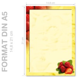 Stationery-Motif STRAWBERRIES | Food & Drinks | High quality Stationery DIN A5 - 50 Sheets | 90 g/m² | Printed on one side | Order online! | Paper-Media