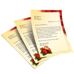 100 fogli di carta da lettera decorati FRAGOLE DIN A5