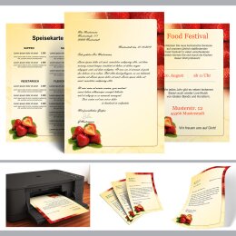 100 fogli di carta da lettera decorati FRAGOLE DIN A5