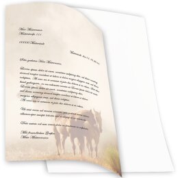 Papel de carta CABALLOS EN LA NIEBLA - 20 Hojas formato DIN A4