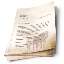 Papel de carta CABALLOS EN LA NIEBLA - 20 Hojas formato DIN A4