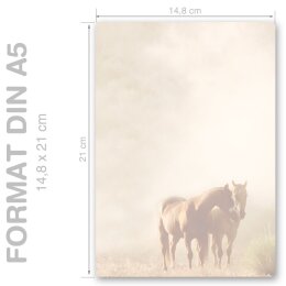 HORSES IN THE MIST Briefpapier Nature CLASSIC 100 sheets, DIN A5 (148x210 mm), A5C-028-100