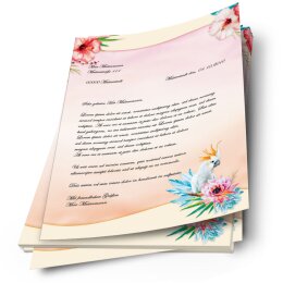 20 fogli di carta da lettera decorati Animali CACATUA DIN A4 - Paper Media
