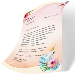 50 fogli di carta da lettera decorati CACATUA DIN A5