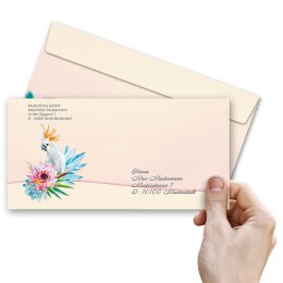 10 patterned envelopes COCKATOO in standard DIN long format (windowless)