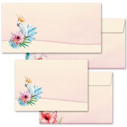 50 enveloppes à motifs au format DIN LONG - CACATOÈS (sans fenêtre)