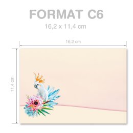 10 sobres estampados CACATÚA - Formato: C6 (sin ventana)