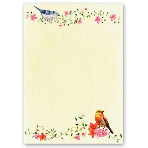 Motif Letter Paper! BIRDS CHIRPING Flowers & Petals, Animals, , Paper-Media