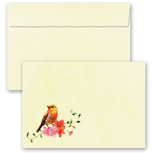 10 patterned envelopes BIRDS CHIRPING in C6 format (windowless)