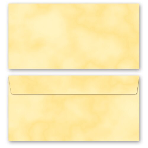 10 enveloppes à motifs au format DIN LONG - MARBRE JAUNE (sans fenêtre)