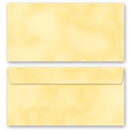 10 patterned envelopes MARBLE YELLOW in standard DIN long...