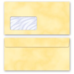 50 patterned envelopes MARBLE YELLOW in standard DIN long...