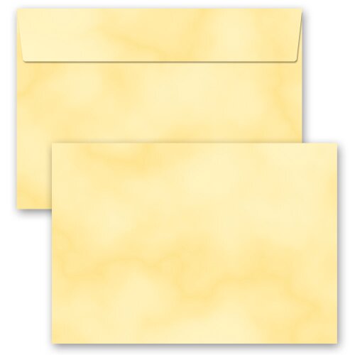 10 patterned envelopes MARBLE YELLOW in C6 format (windowless)