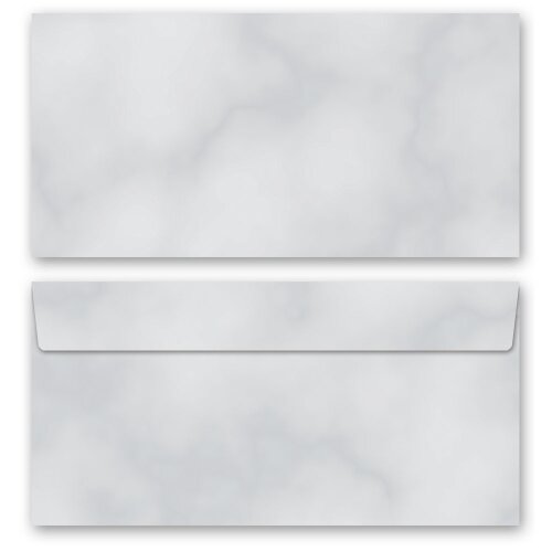 10 enveloppes à motifs au format DIN LONG - MARBRE GRIS (sans fenêtre)