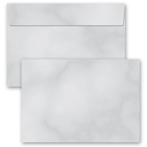 25 enveloppes à motifs au format C6 - MARBRE GRIS (sans fenêtre)