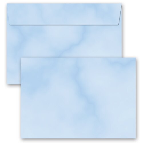 25 Briefumschläge Altes Papier Marmor blau DIN lang haftklebend ohne Fenster 