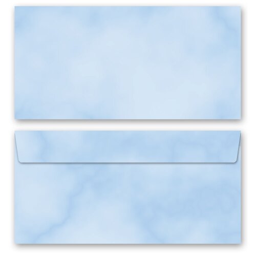 10 enveloppes à motifs au format DIN LONG - MARBRE BLEU (sans fenêtre)
