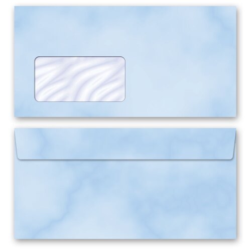 10 sobres estampados MÁRMOL AZUL - Formato: DIN LANG (110 x 220 mm) (con ventana)