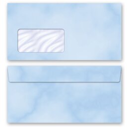 50 patterned envelopes MARBLE BLUE in standard DIN long...