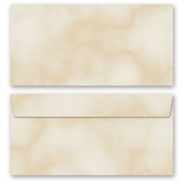10 patterned envelopes MARBLE BEIGE in standard DIN long...