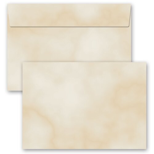 10 patterned envelopes MARBLE BEIGE in C6 format (windowless)