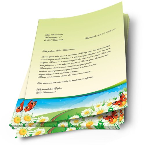 Briefpapier VIER JAHRESZEITEN - SOMMER - DIN A4 Format 20 Blatt