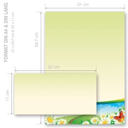 20-pc. Complete Motif Letter Paper-Set FOUR SEASONS - SUMMER