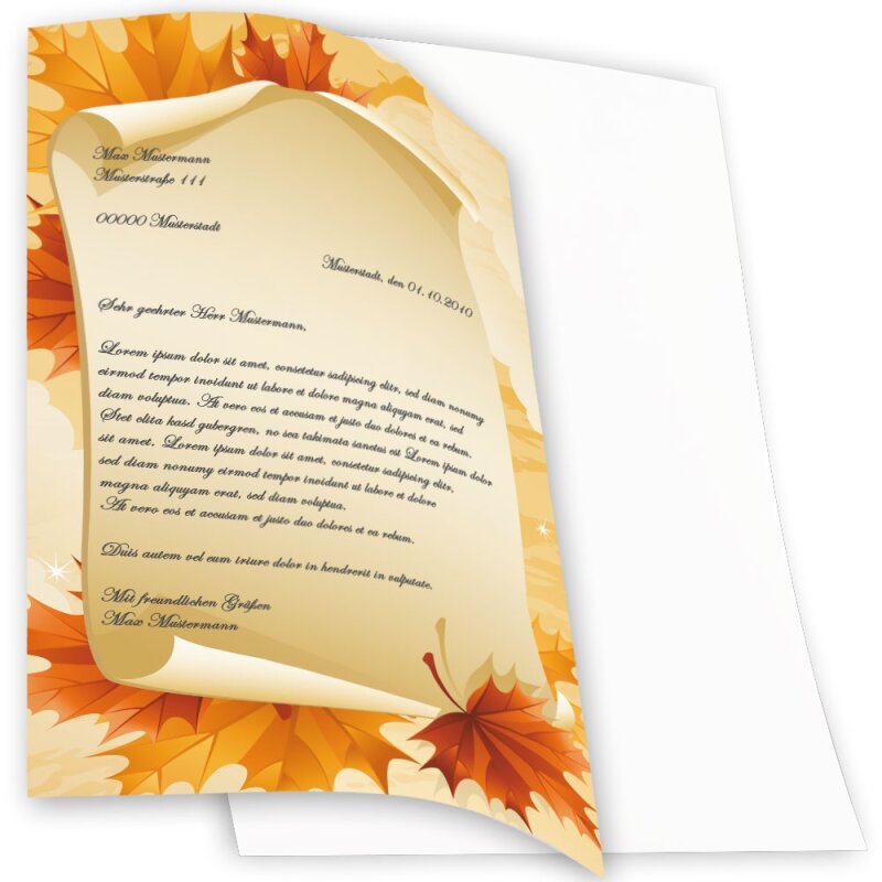 Autumn Branches 50 Sheets of Stationery Paper 50 Matching envelopes DIN Long windowless Paper-Media Autumn Motif-Stationery Sets Seasons