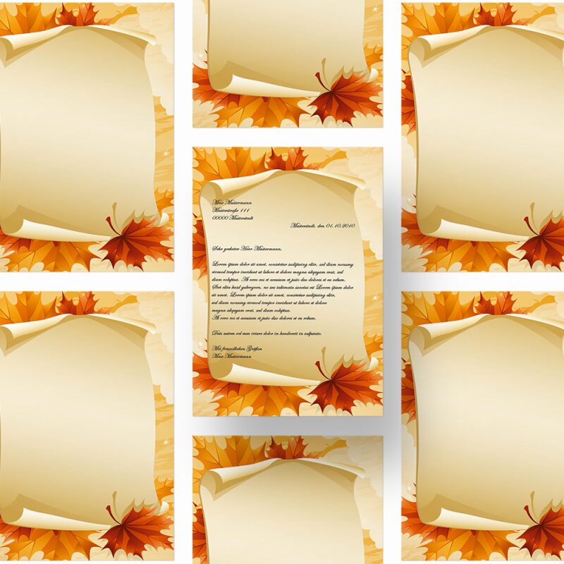 Autumn Branches 50 Sheets of Stationery Paper 50 Matching envelopes DIN Long windowless Paper-Media Autumn Motif-Stationery Sets Seasons
