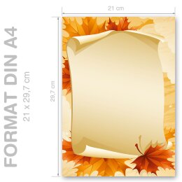 HOJAS DE OTOÑO Briefpapier Motivo de otoño CLASSIC 20 hojas de papelería, DIN A4 (210x297 mm), A4C-8244-20