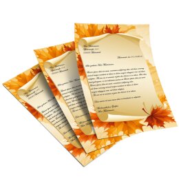 50 fogli di carta da lettera decorati FOGLI DI AUTUNNO DIN A5