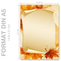HOJAS DE OTOÑO Briefpapier Motivo de otoño CLASSIC 50 hojas de papelería, DIN A5 (148x210 mm), A5C-056-50
