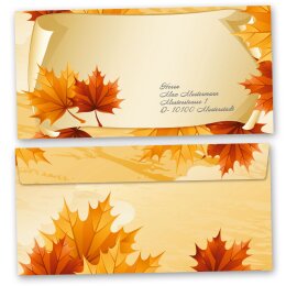 Briefumschläge Jahreszeiten - Herbst, HERBSTBLÄTTER 10 Briefumschläge (ohne Fenster) - DIN LANG (220x110 mm) | selbstklebend | Online bestellen! | Paper-Media