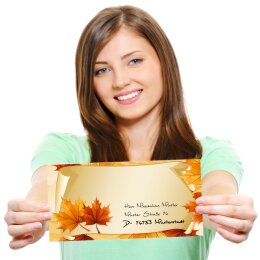 50 patterned envelopes AUTUMN LEAVES in standard DIN long format (windowless)