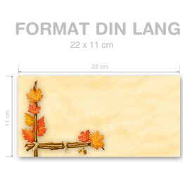 10 buste da lettera decorate AUTUNNO DORO - DIN LANG (senza finestra)