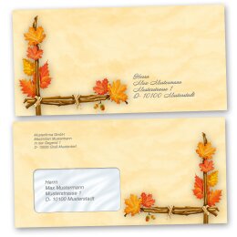 50 patterned envelopes GOLDEN AUTUMN in standard DIN long format (windowless)