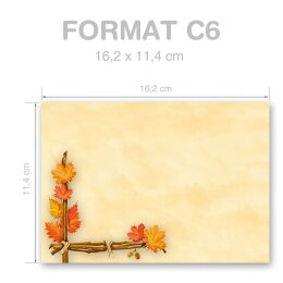 25 patterned envelopes GOLDEN AUTUMN in C6 format (windowless)