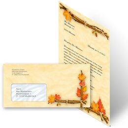 Motiv-Briefpapier Set HERBSTGOLD - 40-tlg. DL (mit Fenster)