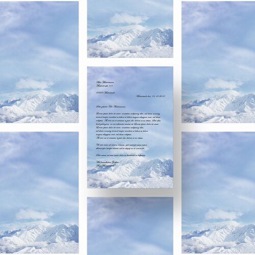 Stationery Paper Mountains In The Snow Nature &amp; Landscape, Seasons