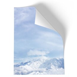 20 fogli di carta da lettera decorati Natura & Paesaggio, Stagioni - Inverno MONTAGNE INNEVATE DIN A4 - Paper-Media