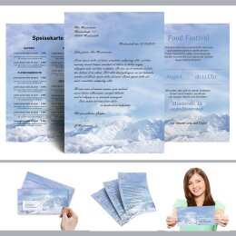 20 fogli di carta da lettera decorati Natura & Paesaggio, Stagioni - Inverno MONTAGNE INNEVATE DIN A4 - Paper-Media