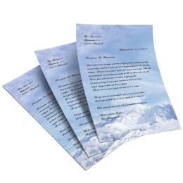 Papel de carta Naturaleza & Paisaje, Estaciones - Invierno MONTAÑAS EN LA NIEVE - 50 Hojas formato DIN A5 - Paper-Media