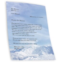 Briefpapier BERGE IM SCHNEE - DIN A6 Format 100 Blatt