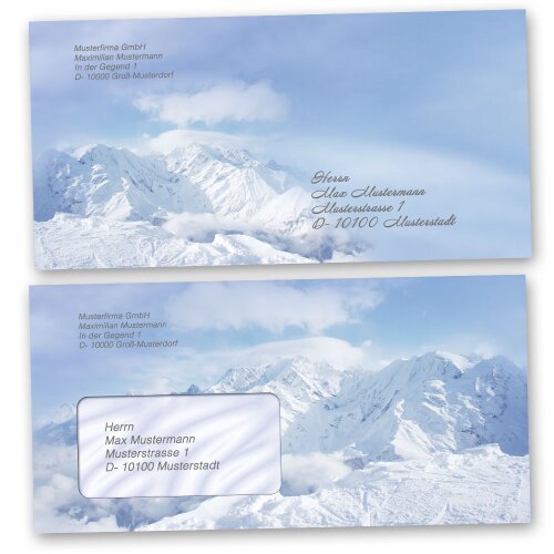 Motif envelopes! MOUNTAINS IN THE SNOW