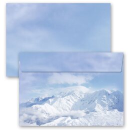 10 patterned envelopes MOUNTAINS IN THE SNOW in C6 format...