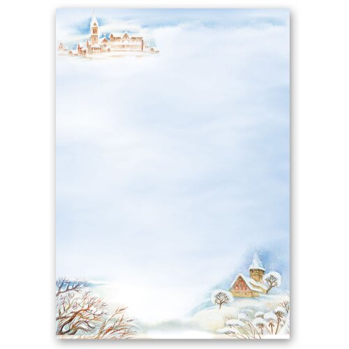 50 fogli di carta da lettera decorati PAESAGGIO INVERNALE DIN A4 Natura & Paesaggio, Stagioni - Inverno, Inverno, Paper-Media